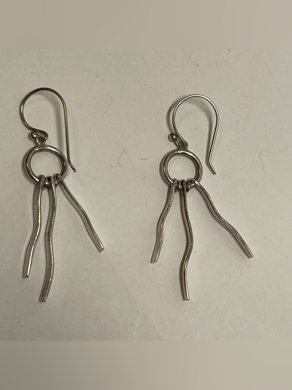 Artisan Crafted Sterling Silver 925 Modernist Drop Dangle Earrings, 1.75”, 4.3g